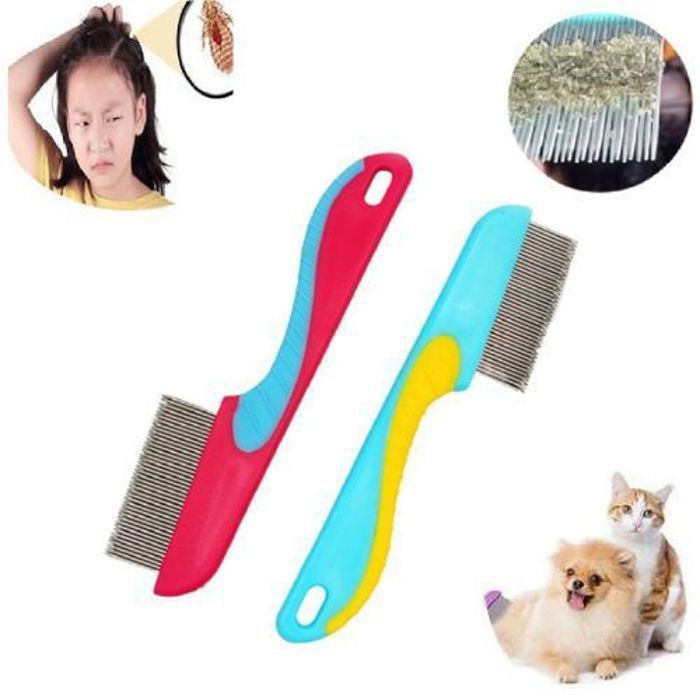 Peigne anti-poux - Non spécifié - 2 x Peigne en acier inoxydable - Poignée antidérapante - Ultra-dense- COULEUR ALEATOIR