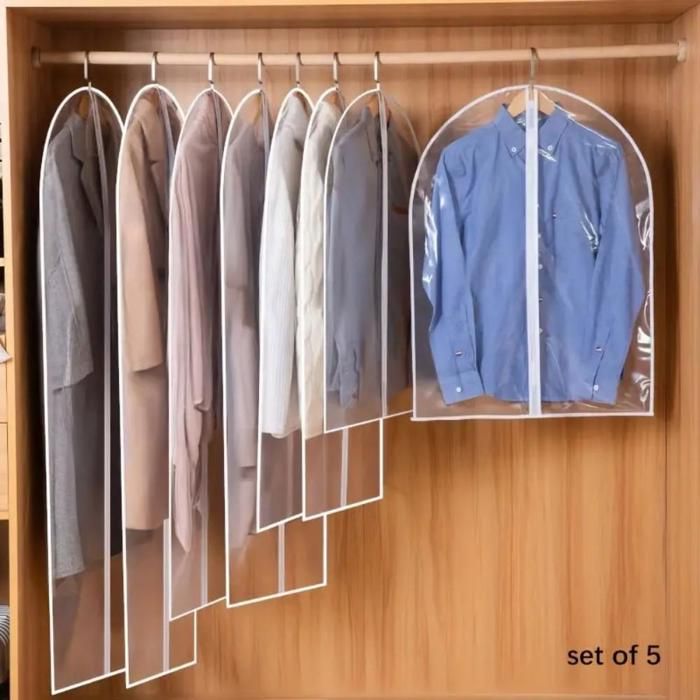 Sacs de Rangement pour Vêtements - Aolores - Lot de 5 - PVC Transparent - Fermeture Éclair - Anti-Poussière