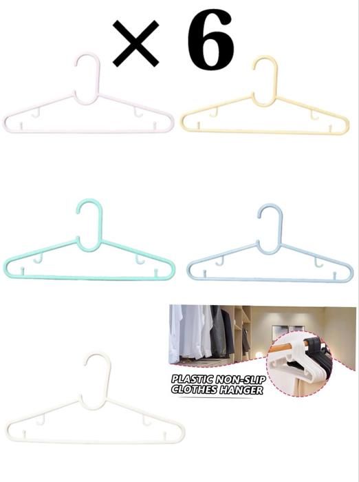 Cintres en plastique EVA - Lot de 6 - Couleurs aléatoires - Support pour cravates - Encoches pour jupes