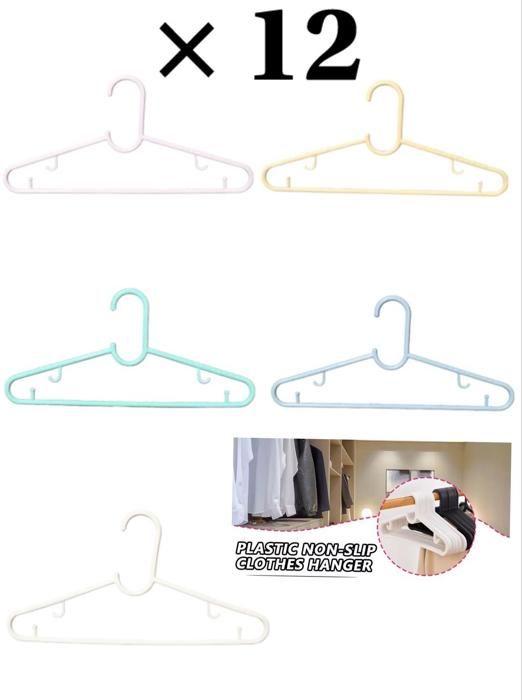 Cintres en plastique EVA - Lot de 12 - Couleurs aléatoires - Support pour cravates - Encoches pour jupes