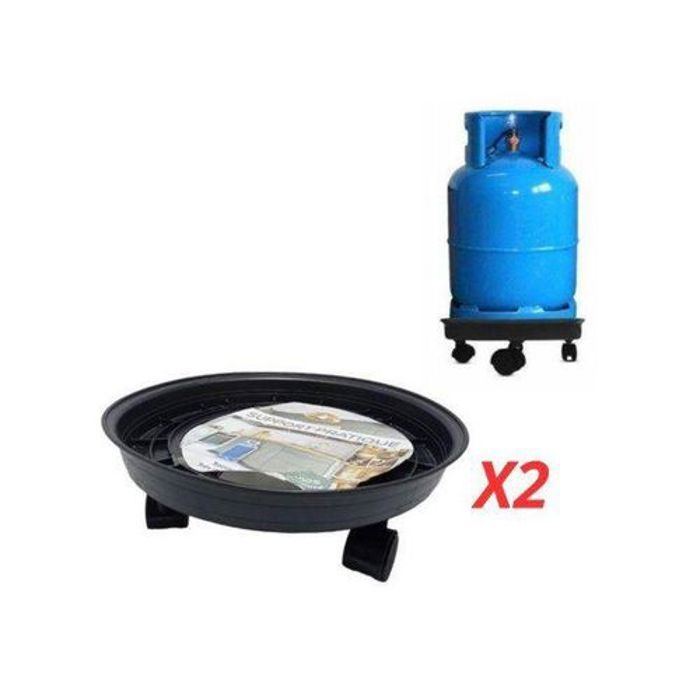 2 x Support a Gaz Plastique avec 4 Roue,Porte-bouteille Pour Déplacer Les Pots De Fleurs