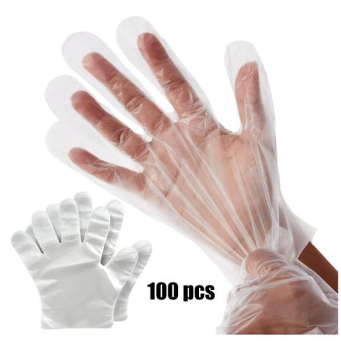 100 Gants jetables  en plastique transparent pour la cuisine, le nettoyage et la manipulation des aliments,