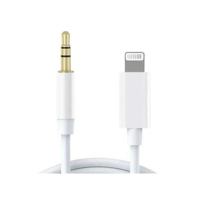 Câble adaptateur de conversion audio Lightning mâle TO Jack 3.5 mâle Blanc