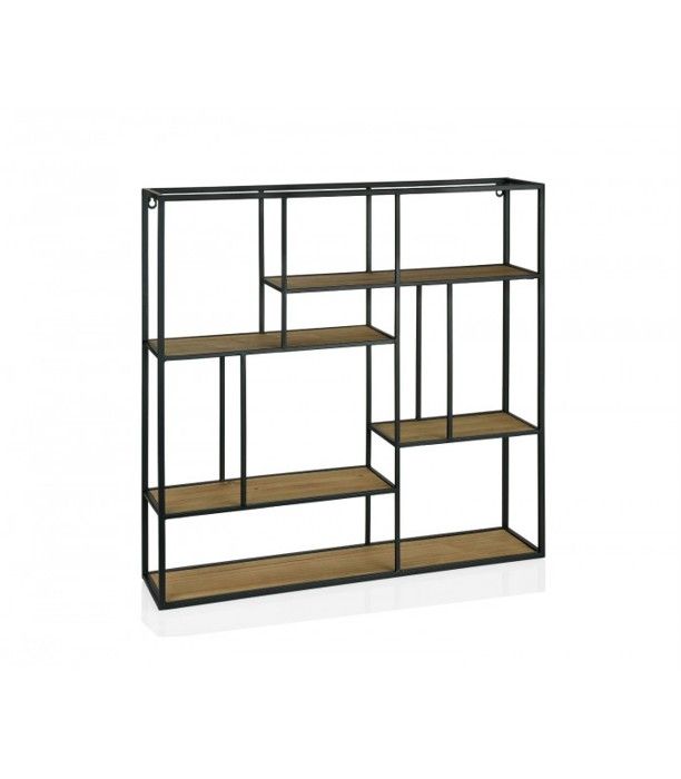 Étagère murale - MARQUE - Ronde - Bois et métal - 70 x 15 cm - Style industriel