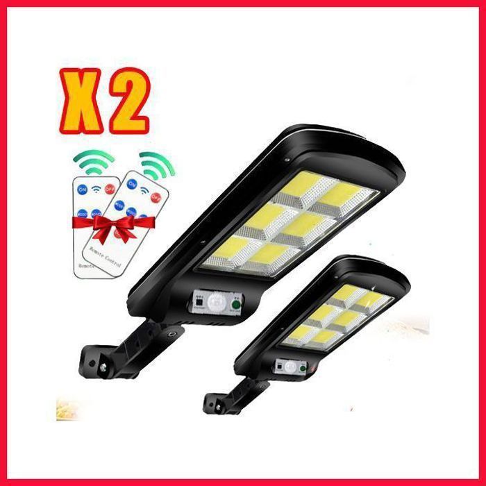 2 pack Lampe solaire avec télécommande // Projecteur public solaire LED avec détecteur de mouvement