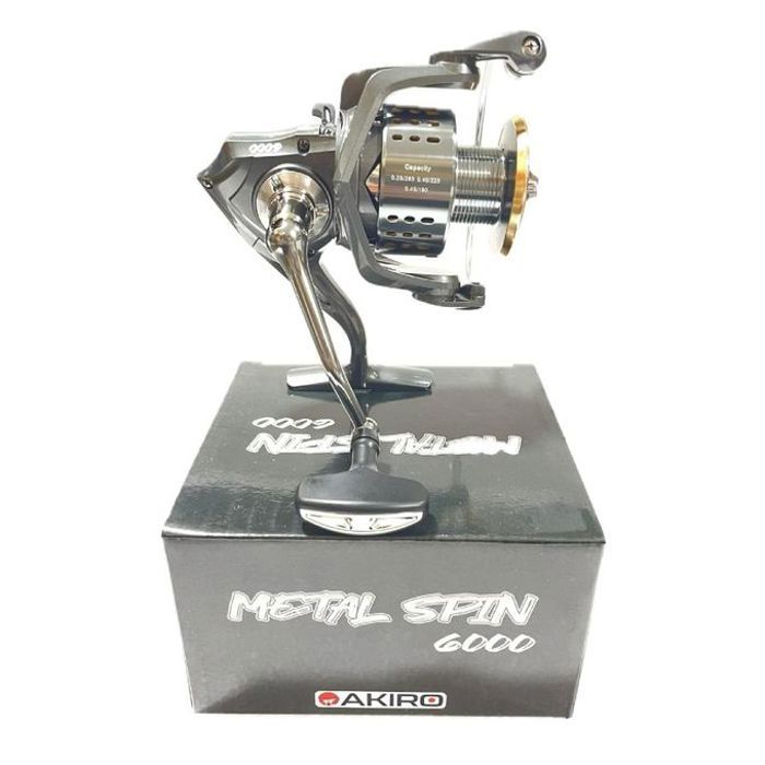 Moulinet de Spinning - AKIRO - Metal Spin 6000 - Résistant - 5+1 Roulements - Pêche en Mer