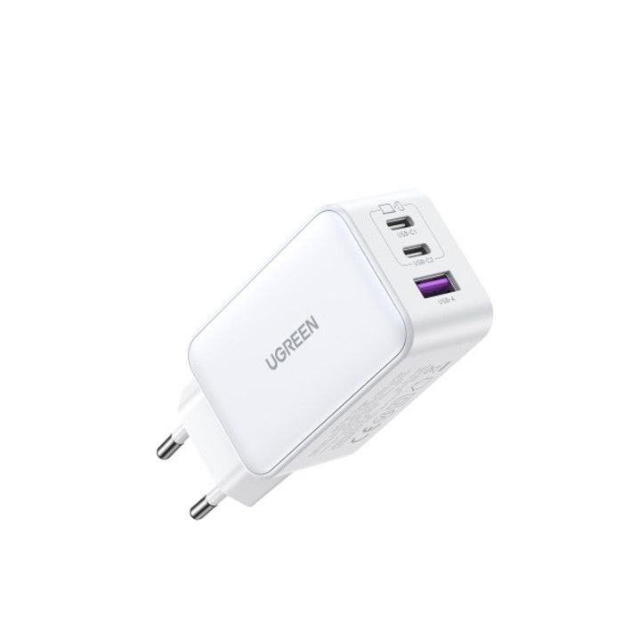 Chargeur rapide UGREEN Nexode 65W 3 ports PD GaN EU (blanc)