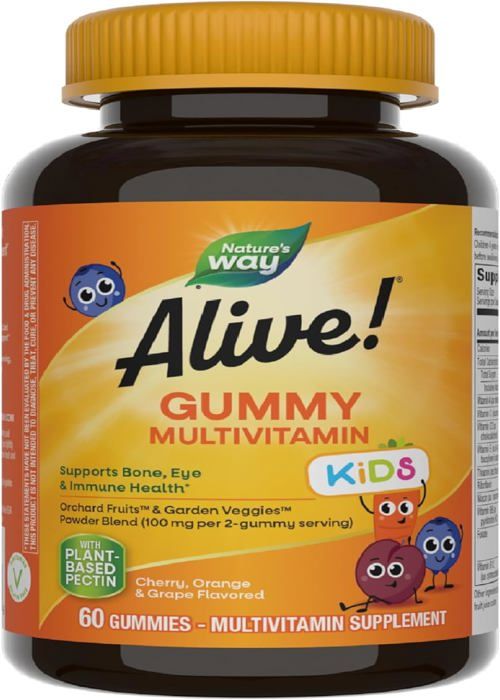 Alive! Gommes multivitaminées pour enfants Cerise orange et raisin 60 gommes