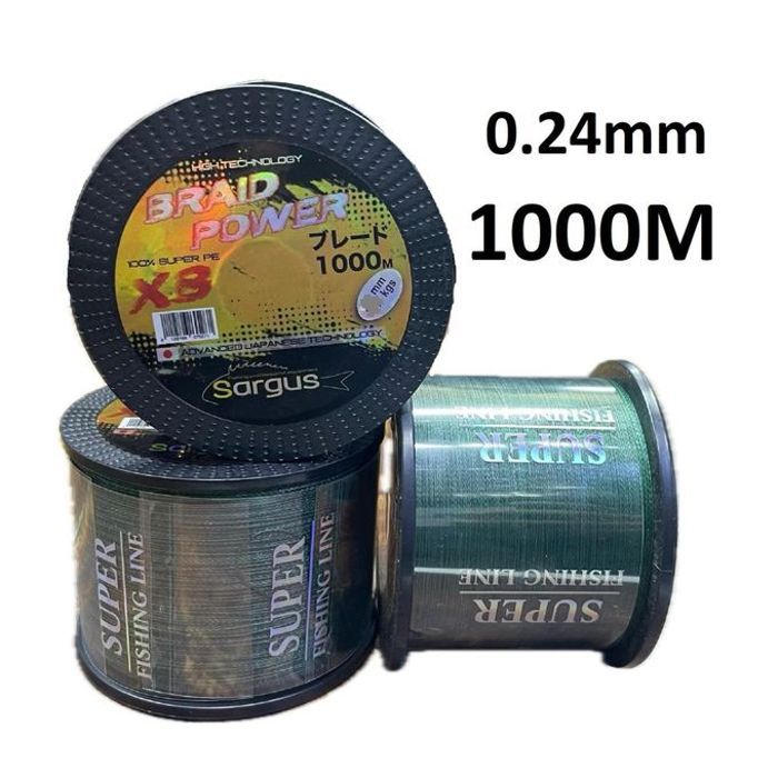 Tresse - SARGUS - BRAID POWER 8X - 0.24mm - 31.3kgs - 1000M vert