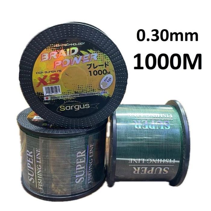 Tresse de pêche - SARGUS - BRAID POWER 8X - 0.30mm - 41.0kgs - 1000M vert
