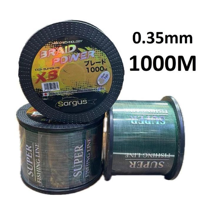 Tresse - SARGUS - POWER 8X - 0.35mm - 47.5kgs - 1000M vert