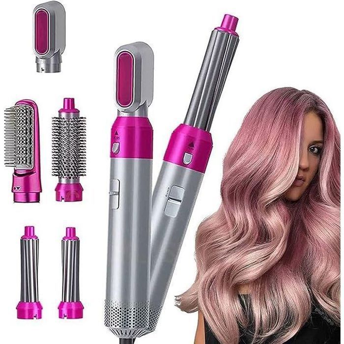 5 en 1 Brosse Soufflante,Brosse Lissante Sèche-cheveux,Multifonction Portable Peigne Chauffante Ionique Négatif Céramique Bros