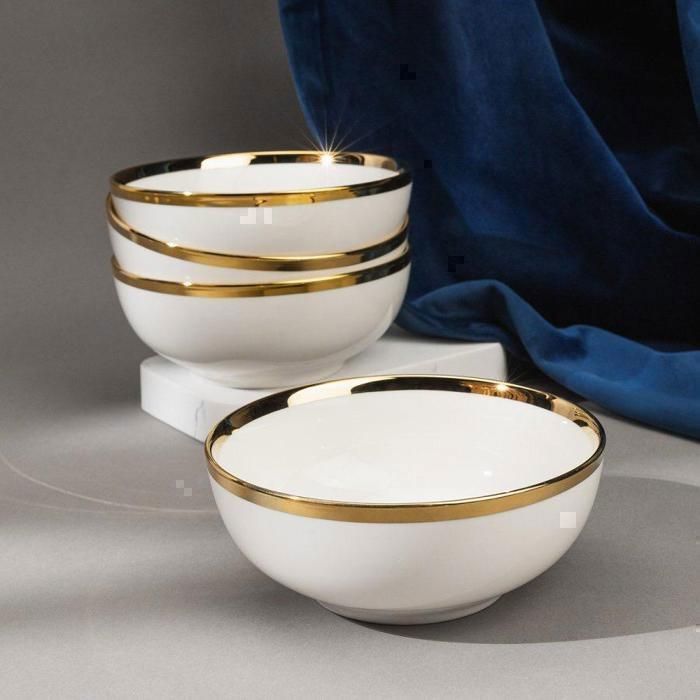 Bols en Porcelaine - Non spécifié - 12,5cm - Détails dorés - 6 pièces - Compatible lave-vaisselle