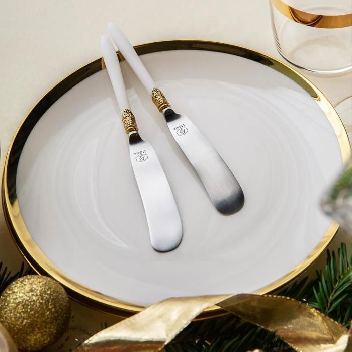 Assiette - AYA HOME - Détails dorés - 15cm - Verre - Lot de 6 pièces