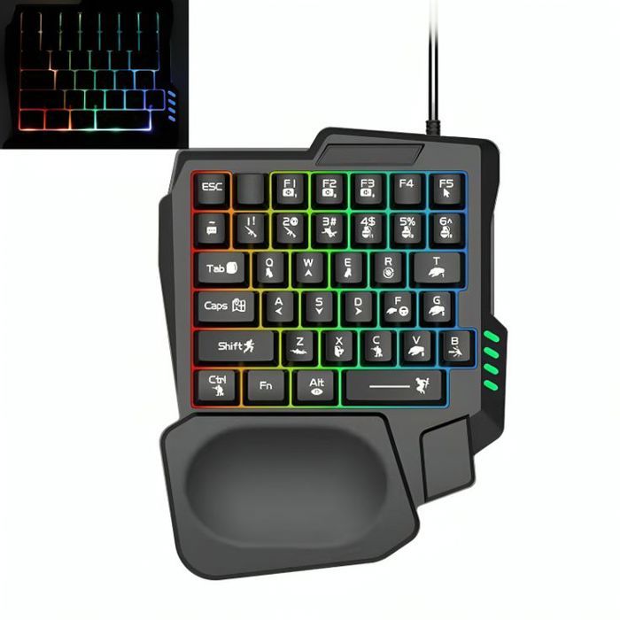 Clavier de Jeu - Non spécifié - Mini Clavier Filaire USB - Rétroéclairé RVB - Étanche - Repose-Poignets Large