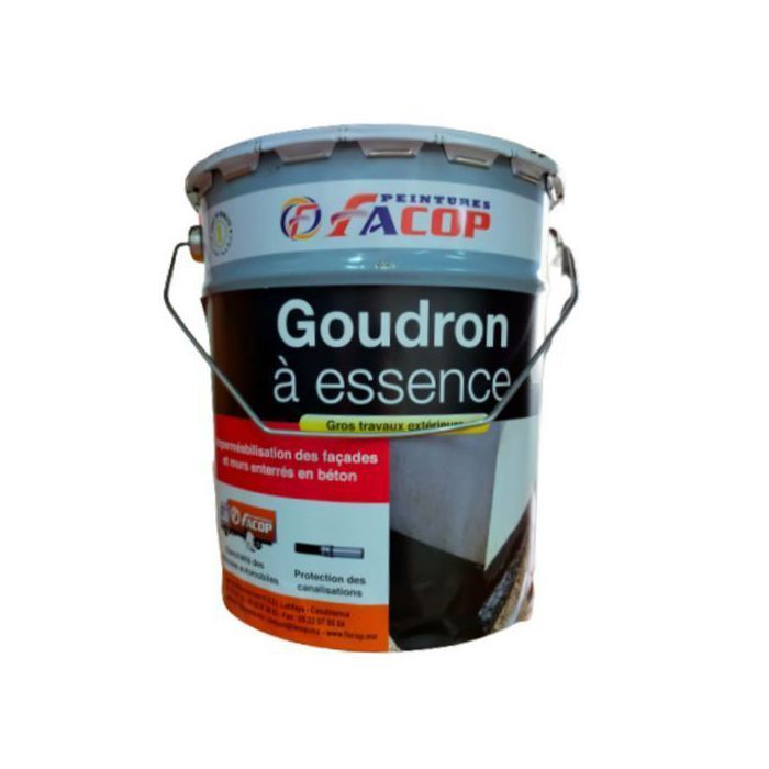 Imperméabilisation - FACOP - Goudron à Essence - 5kg - Antihumidité - Antiacide - Noir