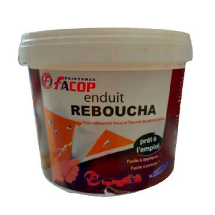 Enduit Reboucha - FACOP - 1kg - Prêt à l'emploi - Facile à appliquer - Pour trous et fissures