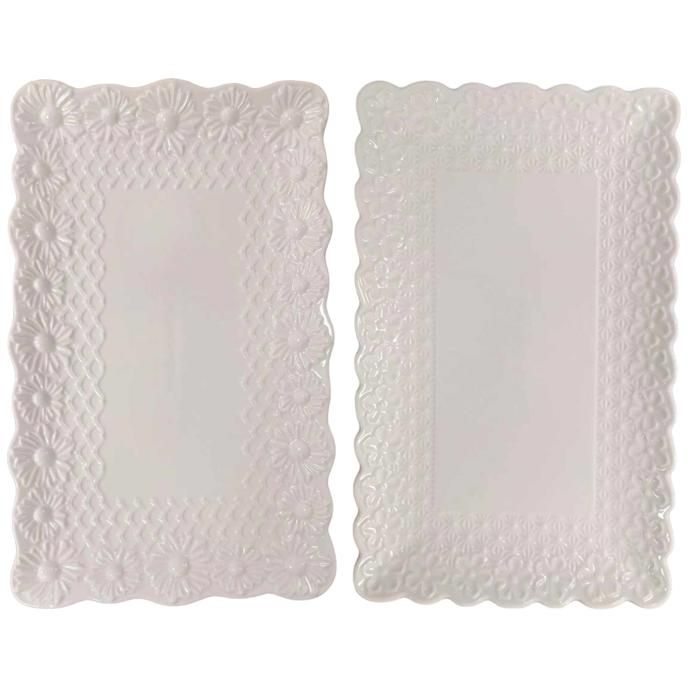 Assiette plate - GENERIC - Rectangulaire - Porcelaine blanche - 35 cm - Compatible lave-vaisselle