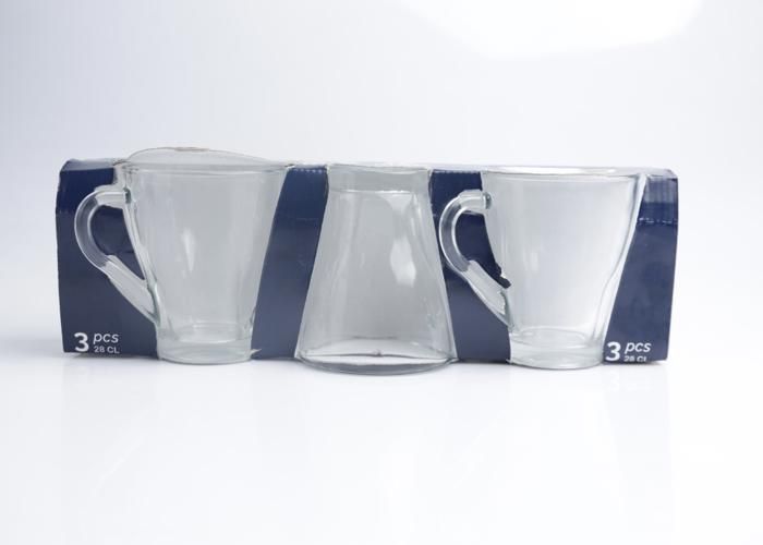 3 mug en verre 28 cl  design élégant