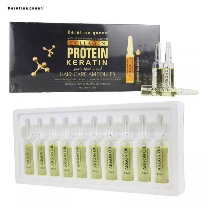 Ampoules pour soin des cheveux keratine Queen Vitamine B3, B5, B6 Oil d'Argan