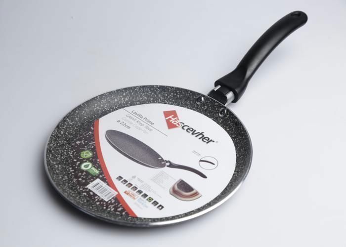 Crêpière - Hascevher - 22 cm - Granite gris - Anti-adhésif - Tous feux compatibles