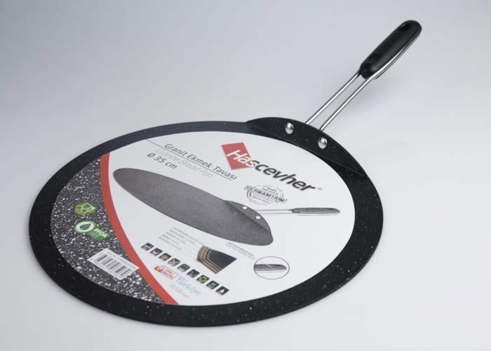 Poêle à pain - Hascevher - 35 cm - Granite gris - Antiadhésif - Grande capacité