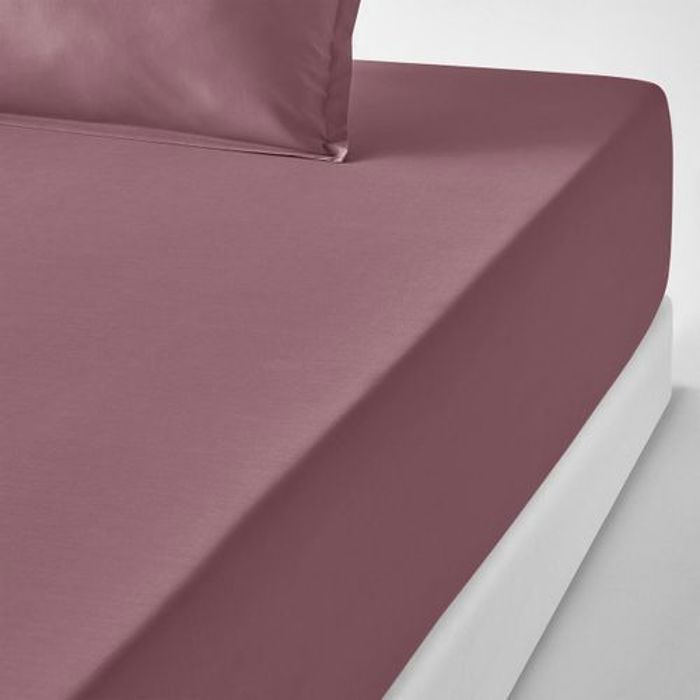 Drap-housse - MAISON GOOD AND WELL - 90x190x35 cm - 100% coton - Vieux Rose - Certifié ISO 9001