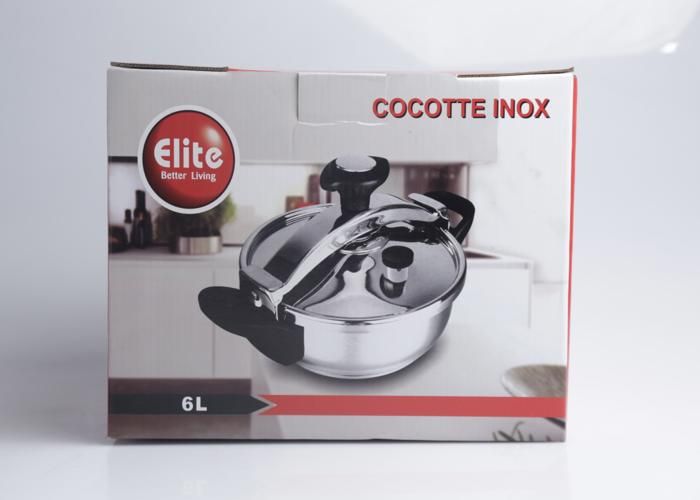 Cocotte inox avec revêtement intérieur en granite 6L