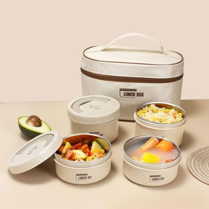 Lunch box en acier inoxydable avec 4 récipients isothermes pour repas avec sac