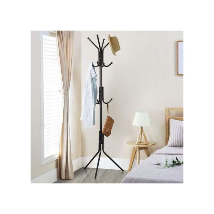 Porte-Manteau sur Pieds Noir avec 12 Crochets, couleur aliatoire