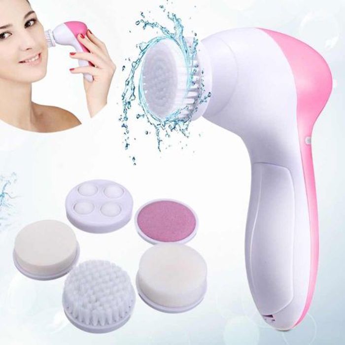 Brosse électrique de nettoyage et massage - Beauty Care - 5 en 1 - 5 têtes - Hypoallergénique - Femme