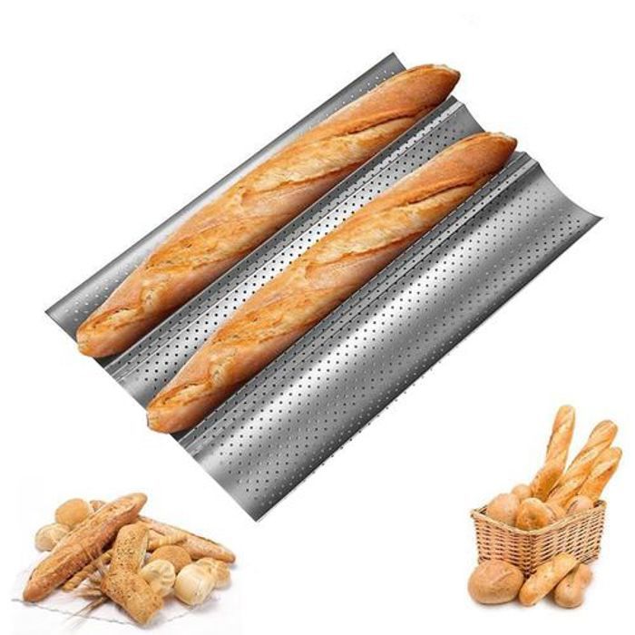 Plateau de Baguettes en Acier Moule de Cuisson Perforé pour 3 Baguettes Pain