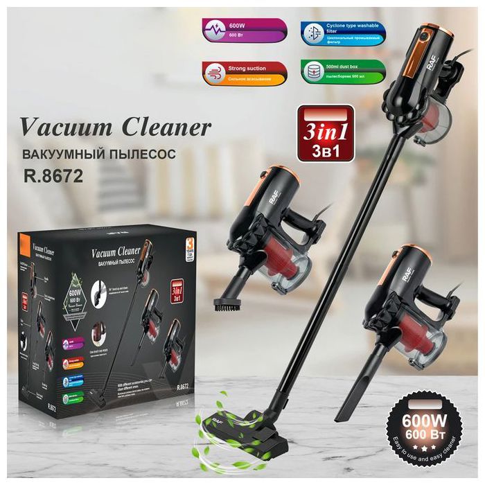 RAF Aspirateur 3 en 1 à main 600 w, technologie sans sac cyclonique, R.8672