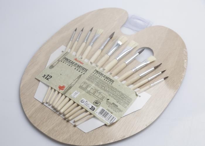 Pinceaux - GENERIC - Set de 12 pinceaux + palette en bois - Pour enfants - Activités artistiques - Mixte