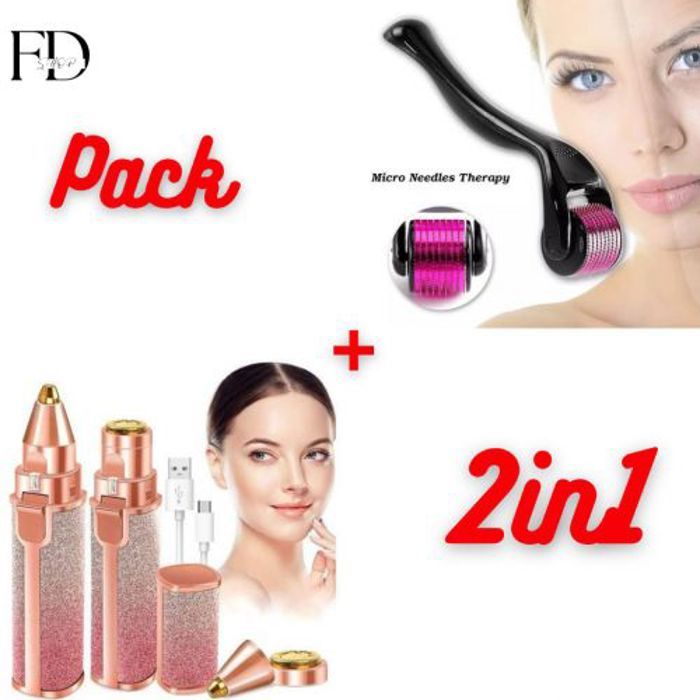 Pack: Épilateur Magique et Indolore + Derma Roller Rouleau pour repousse des cheveux