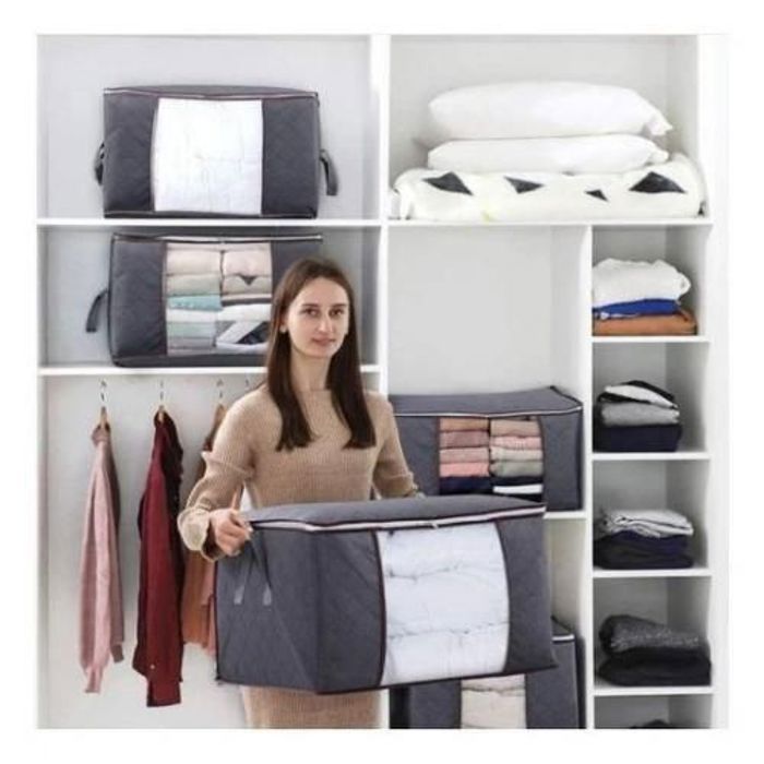 Sac de rangement - Non spécifié - Grande capacité - Tissu spunbond - Pliable - Avec fenêtre transparente