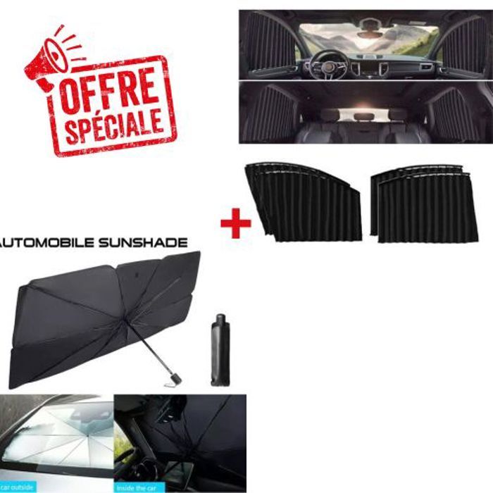 Pack de pare-brise parapluie de voiture et 4 Rideaux magnétique pour fenêtre de voiture