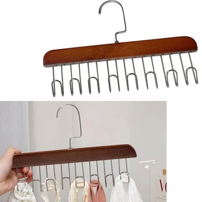 Cintre de rangement - Bois - Multifonctionnel - Marron - Support pour vêtements - Durable