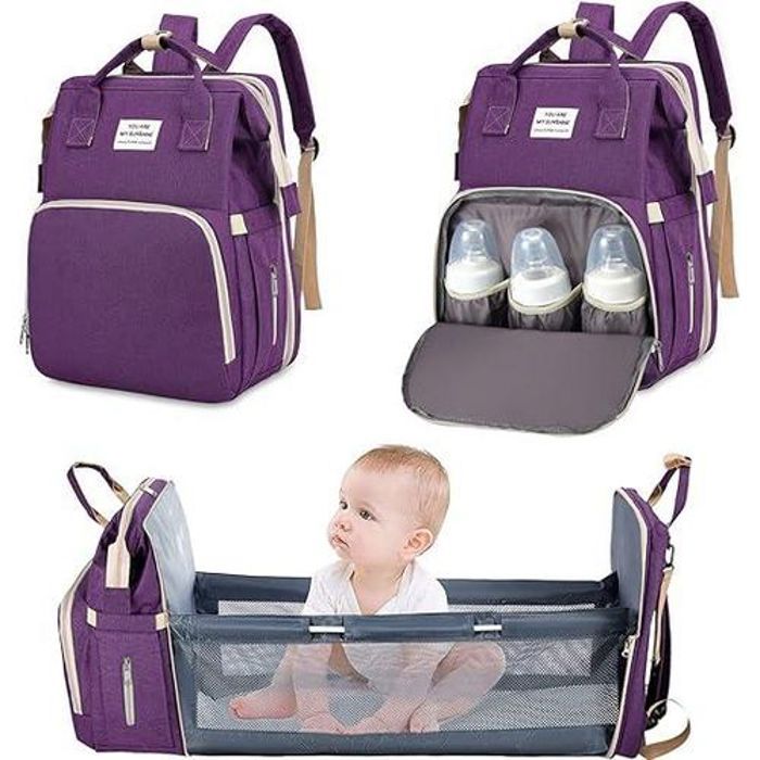 Sac à Couches pour Bébé,Sac à Langer bebe,Sac à dos Sac de Maternite Avec Lit bebe pliable