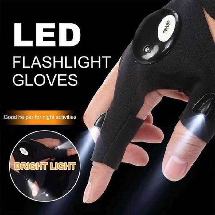 Gants de lampe de poche - Non spécifié - Lumineux - 2 LED - Confortables - Taille unique