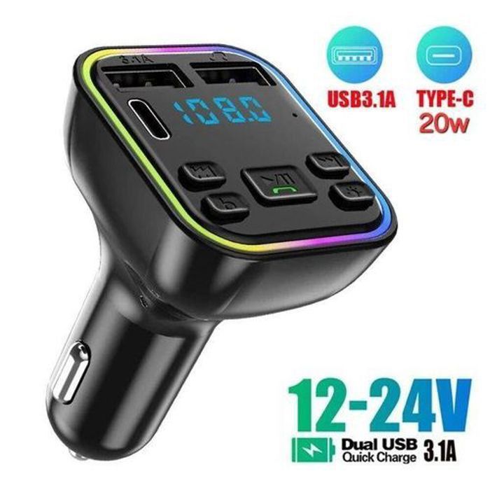 Transmetteur FM MP3 - Recrsi - Bluetooth - USB 3.1A - Micro SD - Type-C PD 20W