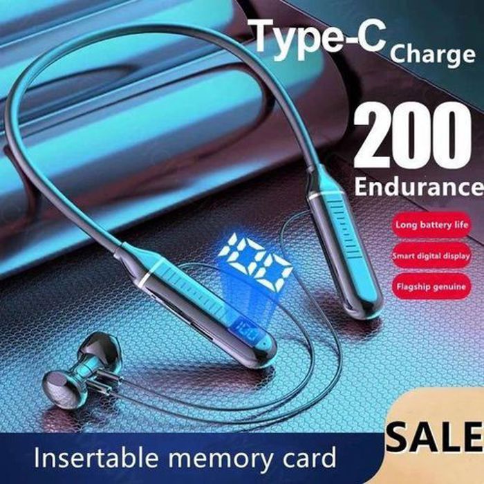 Recrsi Casque sans fil Bluetooth, écouteurs tour de cou Silicone Hifi stéréo pour sport Re-ny029