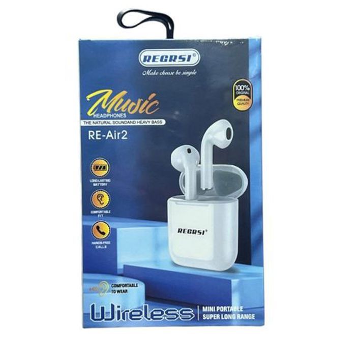 Écouteurs sans fil - Recrsi - Air2 - 5 heures d'écoute - Intra-auriculaire - Bluetooth