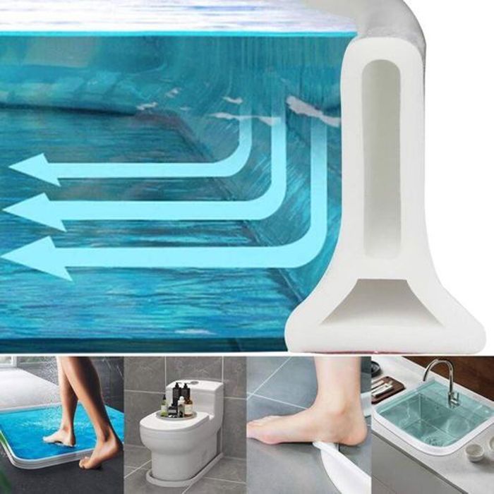Bande de Douche Salle de Bain Lavabo, Bloqueur Fuite d'eau imperméable en Silicone