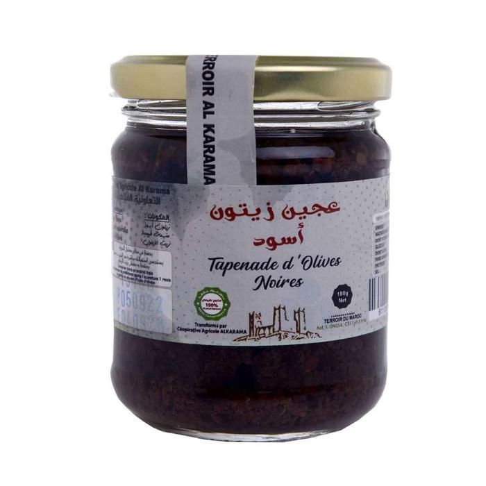 Tapenade d'Olives Noires pot en verre 180g -TERROIR AL KARAMA