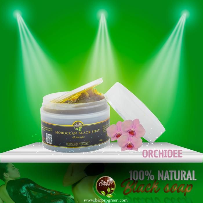 Savon noir BIO - Sabone béldi - 150g - Parfumé à l'orchidée - Exfoliation naturelle - Hydratation intense