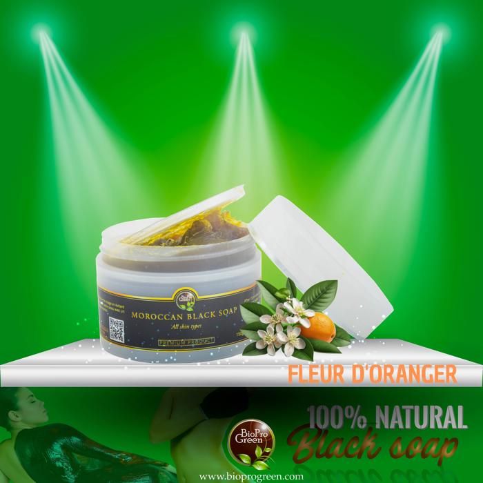 Savon noir BIO - Sabone béldi - Fleur d'oranger - 150g - Exfoliant - Hydratant