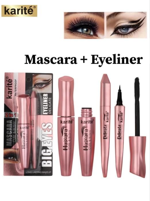 Mascara et Eyeliner 2 en 1 - KARITÉ - Noir - Waterproof - Application facile - Effet durable