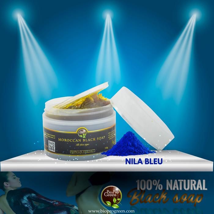 Savon noir BIO - Sabone béldi - Nila bleu - 150g - Exfoliation naturelle - Hydratation intense