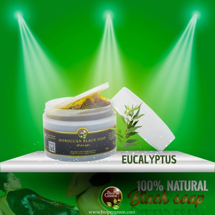Savon noir BIO - Sabone béldi - Eucalyptus - 150g - Exfoliant - Hydratant